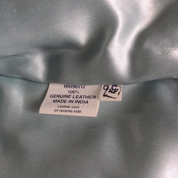 Y2k gorgeous Saguaro light blue metallic/iridescent genuine leather short jacket - Picture 9 of 9